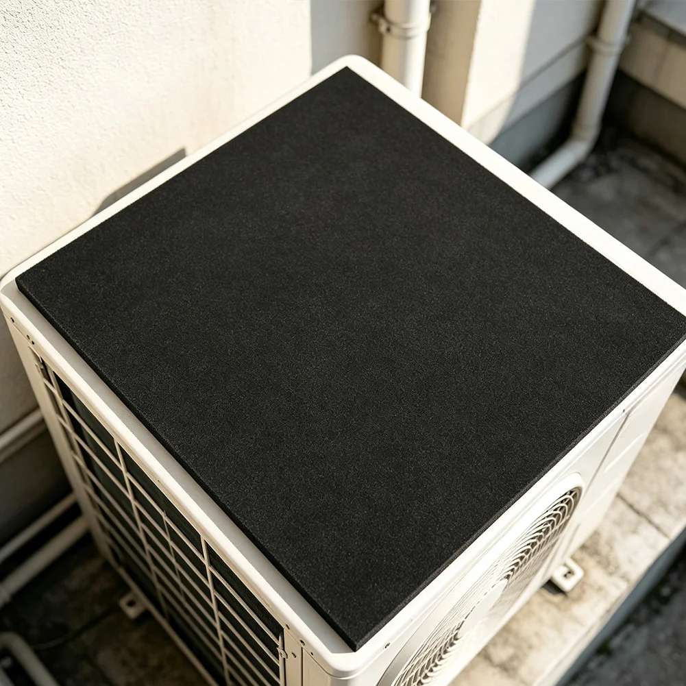 Black 60x43cm Polyester Noise Reduction Pad For Air Conditioning Outdoor Unit Rain Sound Damping Mat Easy Install Home Garden