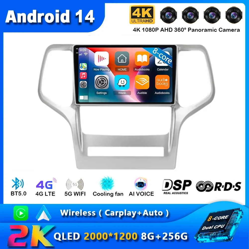 

Android 14 Car Radio For Jeep Grand Cherok 2008 - 2013 Navigation GPS Multimedia Video Player Stereo wireless Carplay Auto Wifi