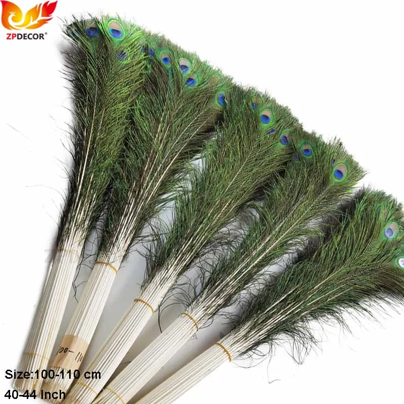 

ZPDECOR Natural Peacock Feathers 100-110cm for Weddings Carnival Decoration