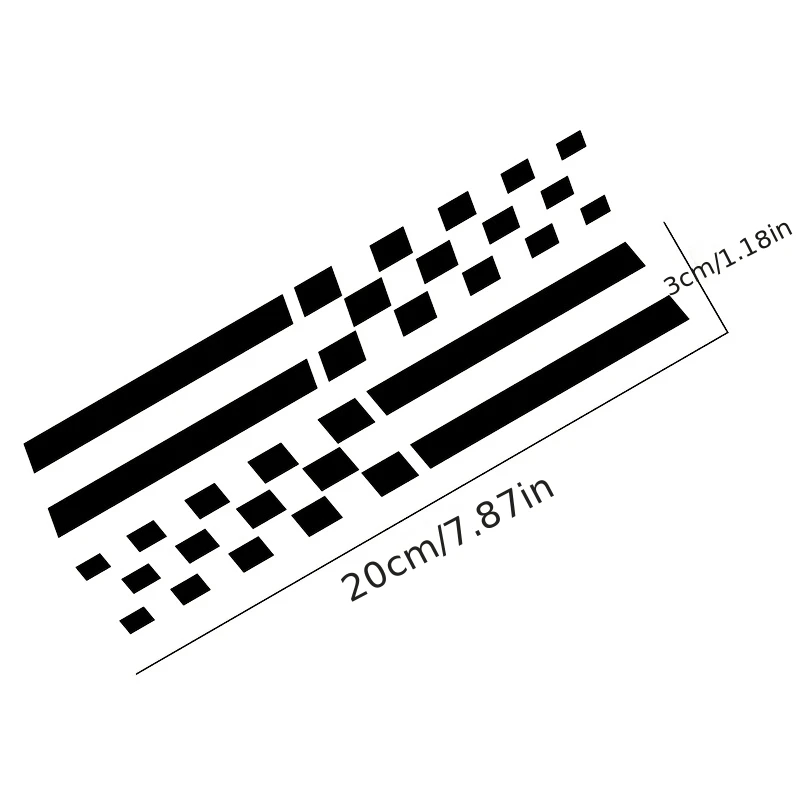 2 Pcs Set Checkered Flag Stripe Sticker, Waterproof Vinyl Decals for Car B-Pillar Decoration