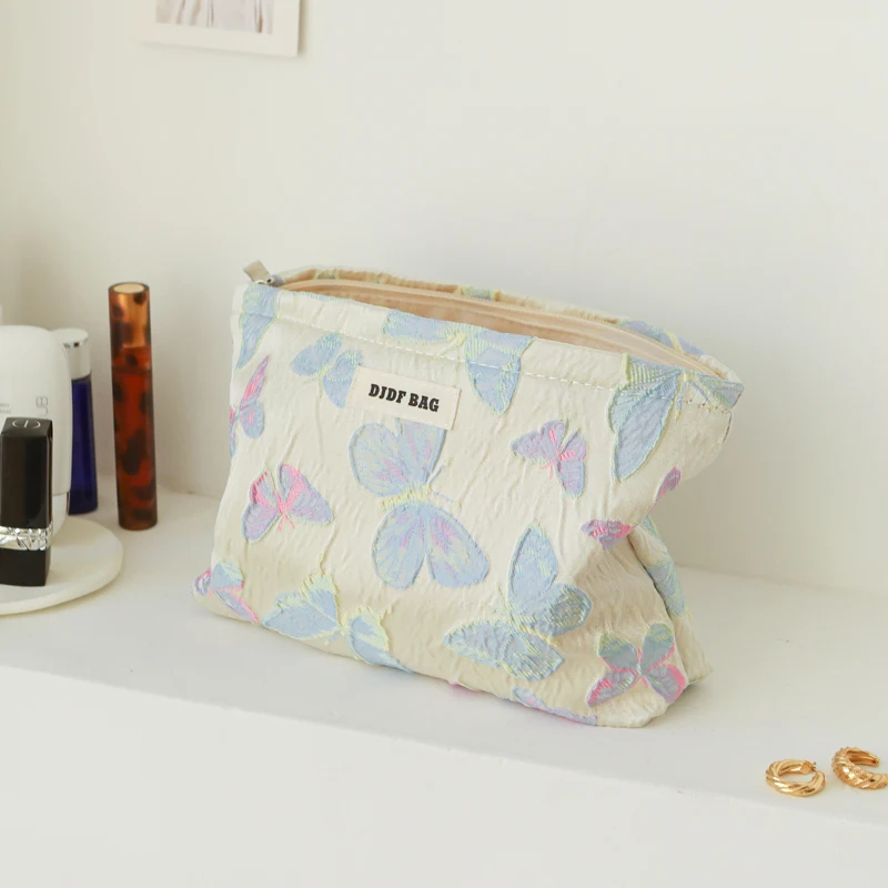 New Girls Cosmetic Bag Portable Large Capacity Butterfly Pattern Storage Bag Travel Toiletry Bag Premium Simple Storage Bag