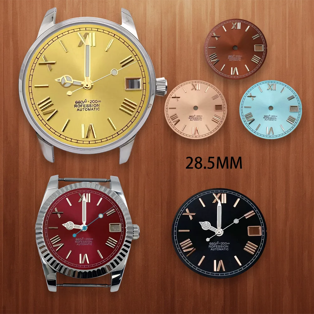 28.5mm S Dial Sunburst Dial Roman numerals Fit NH35 Japanese Automatic Movement Sunray Dial nh35 Watch Modification Accessories