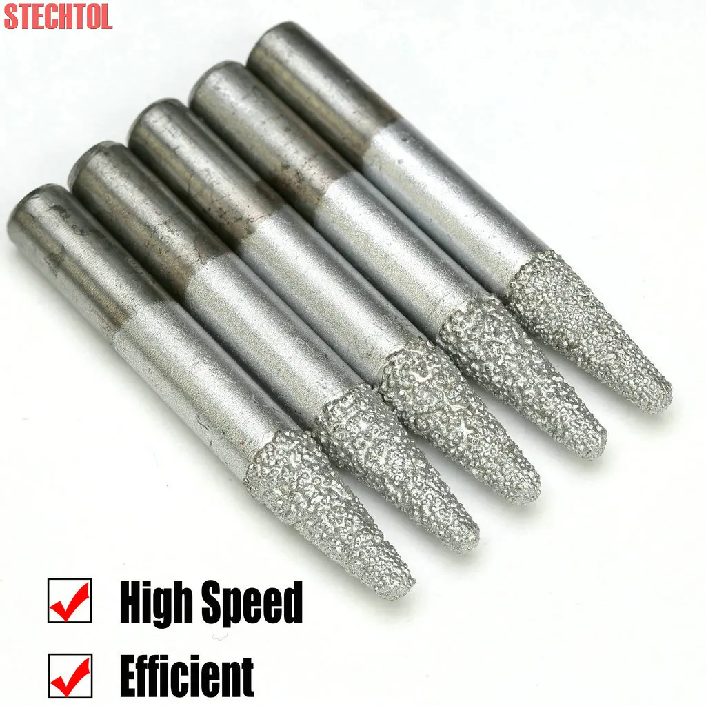 6-12mm 3D Carving Ball Nose Tapered Endmill Brazed Diamond Router Bit Stone Engraving Cutter V-Shape CNC Milling Tool for Marble