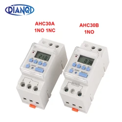 Timer Switch Din Rail Digital AHC30A 1NO1NC weekly programmable electronic microcomputer 30A 220V 230V 12V 24V 110V AHC30B 1NO