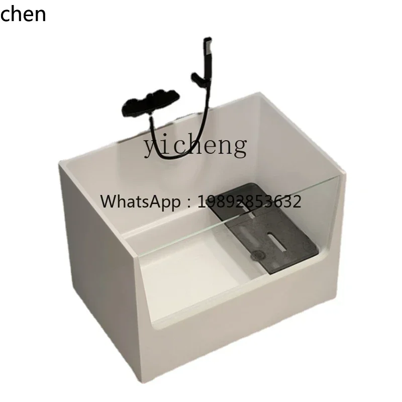 HT Small Apartment Deep Bubble Bathtub Household Acrylic Independent Japanese Mini Bathtub