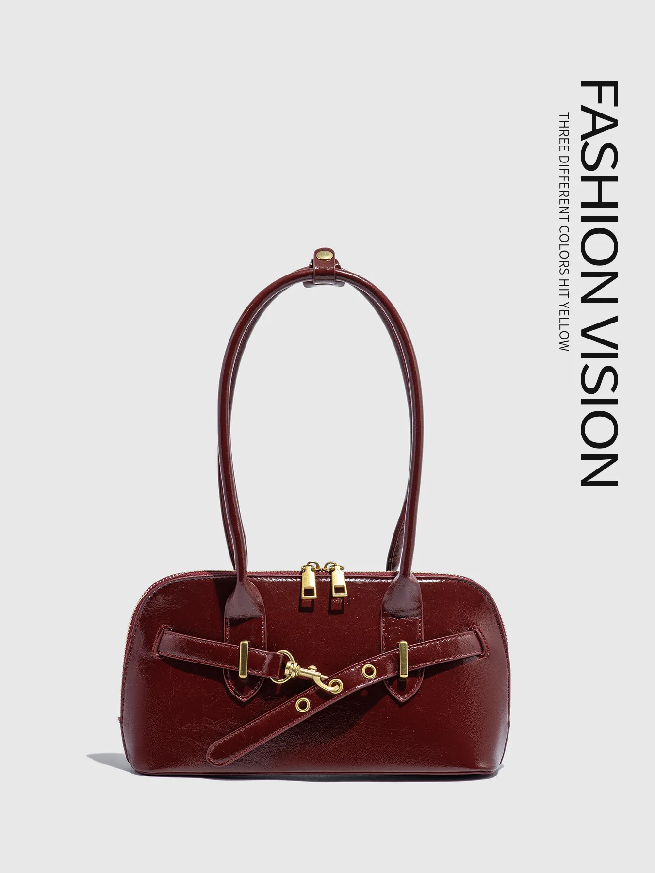 

Underarm Handbag Women's Niche Design Shoulder Bag Bowling Bag 2025 New Korean Version Ins Bag Medium Shell Shape Zipper Opening