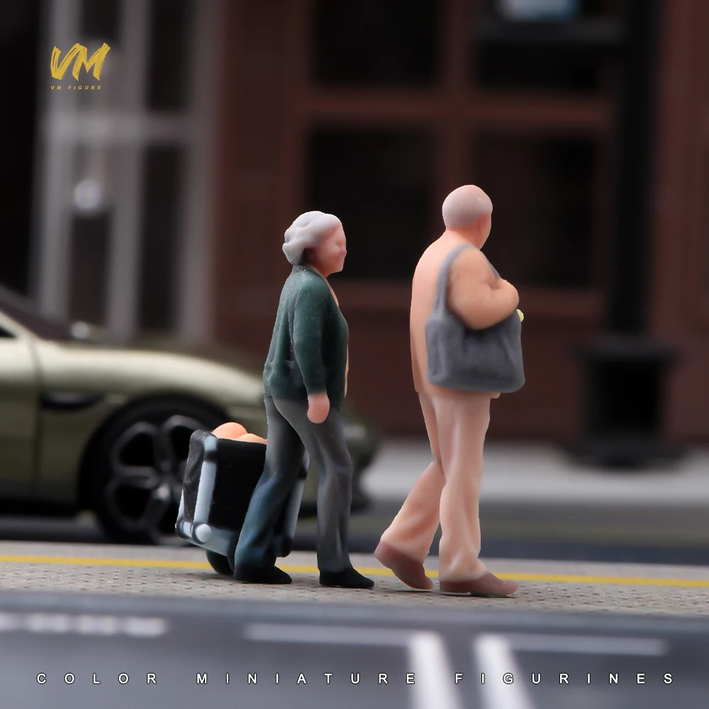 1/64 1/43 1/24 1/18 Scale An Elderly Couple Buy Vegetables Female Male 3D Print Scene Props Figures Model For Cars Vehicles Toys