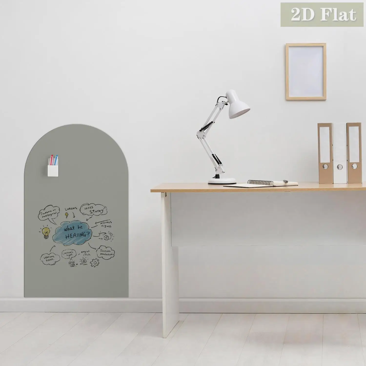 1pcs Gray Arched Decorative Magnetic Whiteboard Wall Sticker, Self-Adhesive, Easy To Remove, Suitable For Living Room Decoration