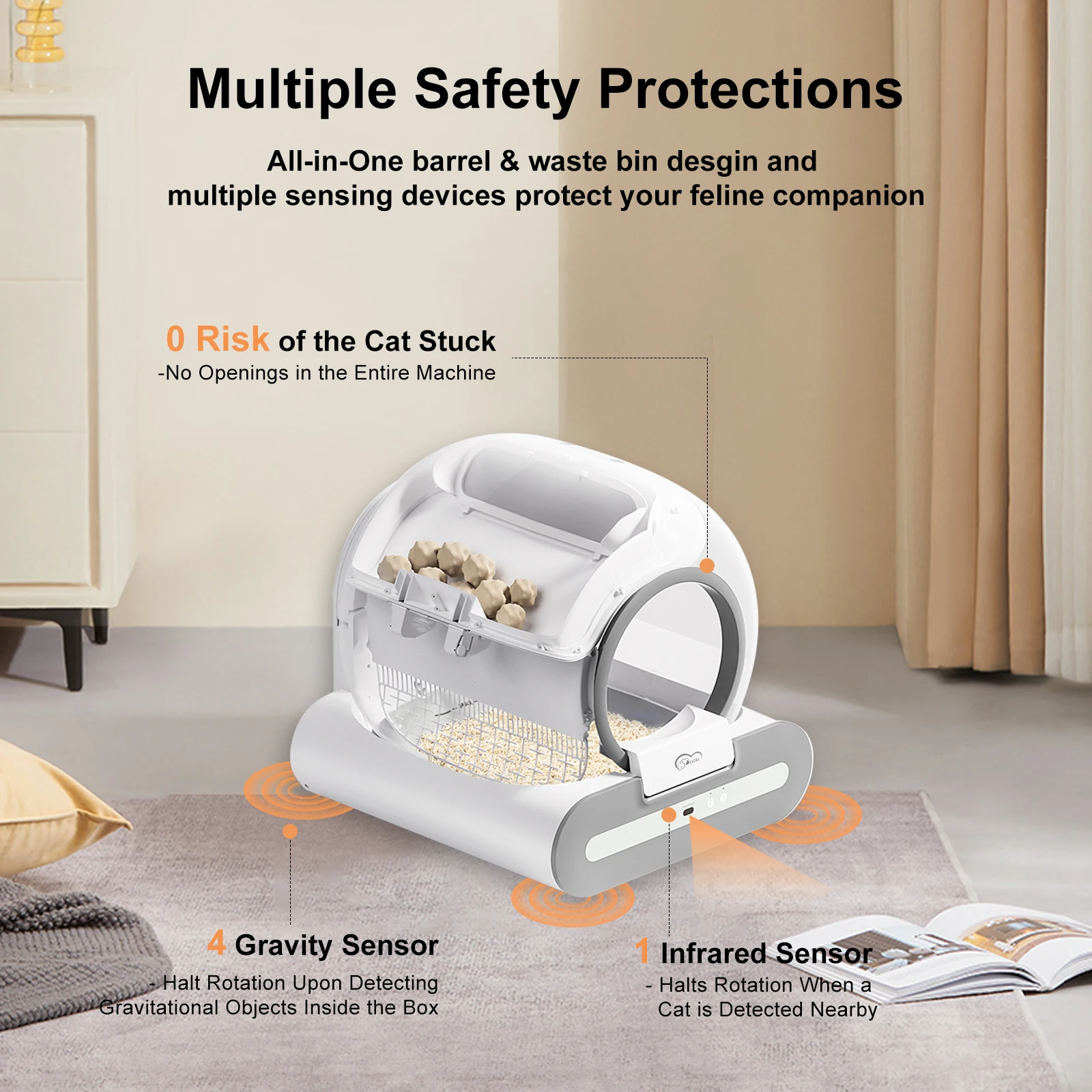 DOEL Automatic Cat Litter Box Self Cleaning with App Control & Cat Litter Mat Smart Cat Toilet for Multiple Large Cats 3