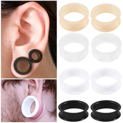 Pair Supersize Flexible Black/Clear Silicone Double Flared Ear Tunnel Plugs Flesh Tunnel Ear Gauge Expander Stretchers Piercing