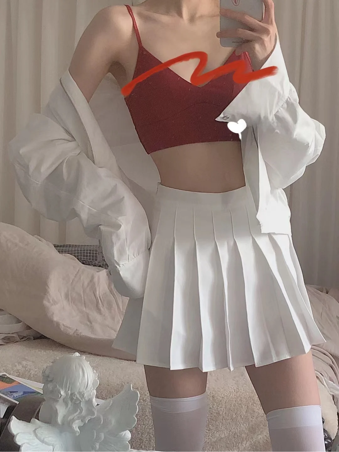 

Новая женская плиссированная юбка А-силуэта с высокой талией из хлопка, однотонная, для колледжа и повседневной носки, осень 2024