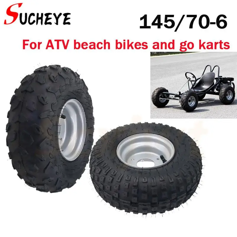 

High quality 145x70-6 vacuum tires, 6-inch wheel rims, 3-hole go kart tires for ATV UTV four-wheel off-road vehicles