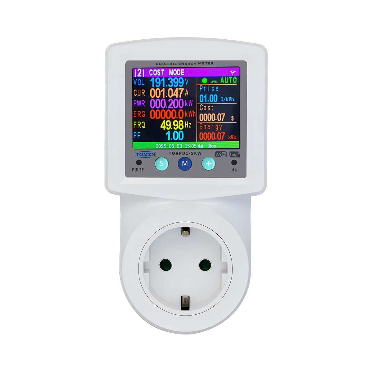 AliExpress TOMZN WIFI Smart Multifunction 6IN1 SKW Socket For EU Tuya Prepayment Cycle Timer Voltage And Current Protector V-I-Hz-PF-kW-kWh