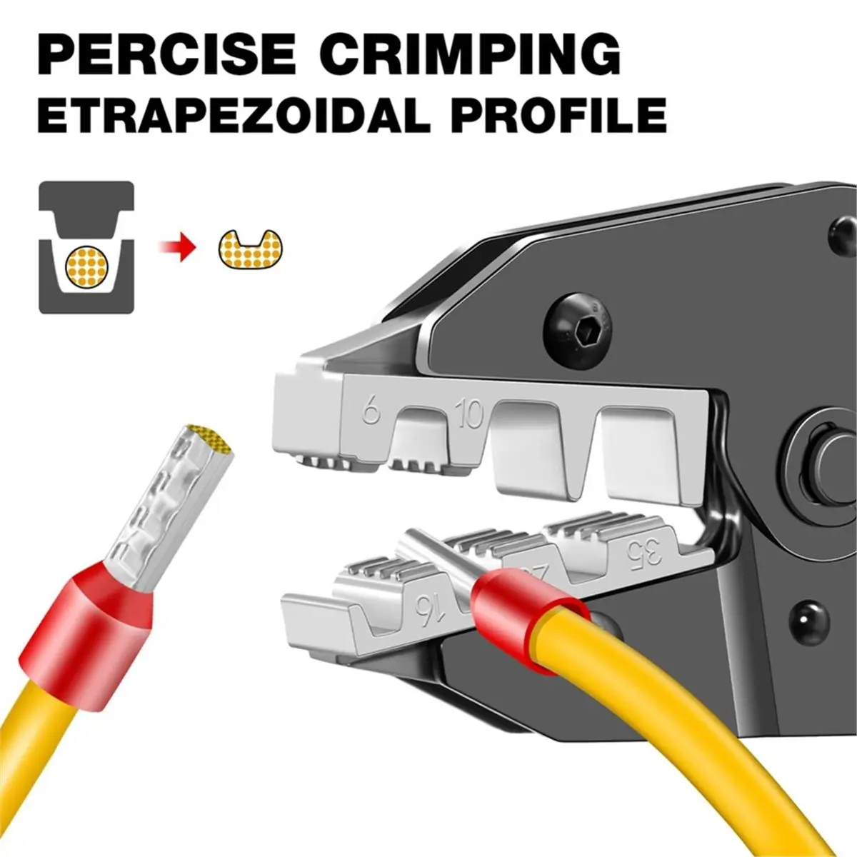 【50% OFF】Crimping Tool for Sleeves Ferrule Terminals - Ratcheting Wire Crimpers - AWG 10-2 (6-35mm²) - Ratchet Terminal Crimper