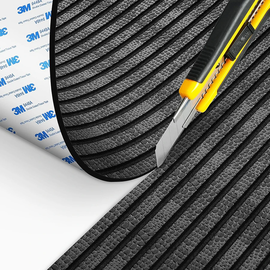 240x45cm EVA Foam Non-Slip Self-Adhesive Decking Pads Anti-Skid Soft Carpet Black for Boat Caravan Motorhome RV