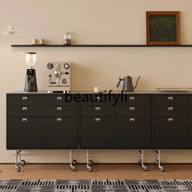 

zq1Simple stainless steel mobile side cabinet, chest cabinet, Italian file storage, storage side cabinet