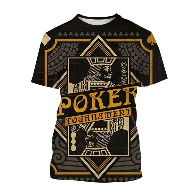 Retro 3D Printing Dice Poker T Shirt For Men Creative Cool Summer Short-sleeved Tees Personality Streetwear T-shirt Tops Clothes