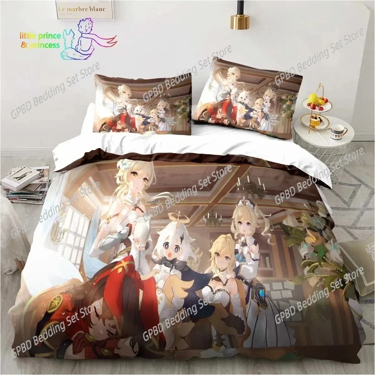Genshin Impact  Anime Printed Bedding Set Bedroom Soft Modern Bedspreads Comefortable Duvet Cover Quilt Cover And Pillowcase