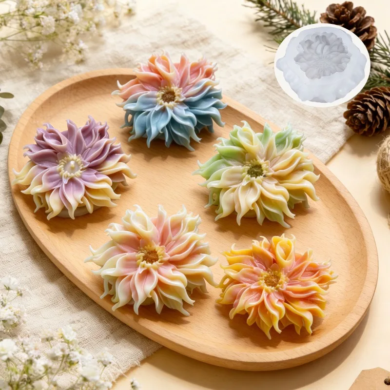 

True Ferrand Flower Candle Mold DIY Handmade Flowers Soap Candle Ornaments Plaster Resin Mold Cake Baking Decor Silicone Mould