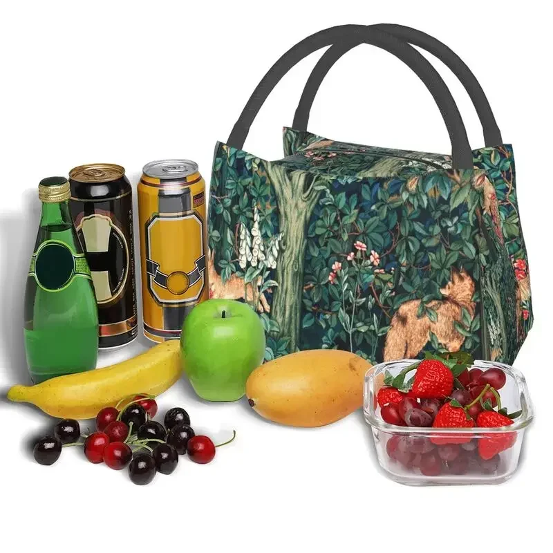 Fox And Hares di William Morris borsa termica per il pranzo per il modello floreale in tessuto Cooler Thermal Food Lunch Box Hospital