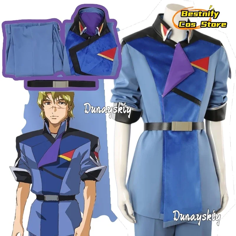 

CosplayMobile suit gundam seed freedom Cosplay Mu La Flaga Costume Top pants belt Casual Men's Suit Party Carnival Full Set Unif