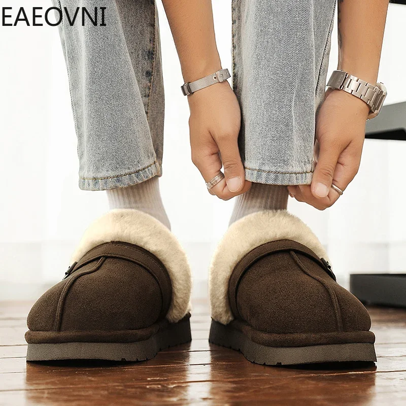 Comfortable Men's Slipper Slippers for Home Round Toe Keep Warm Plush Shoes for Men British Style Explosive Style New Arrival