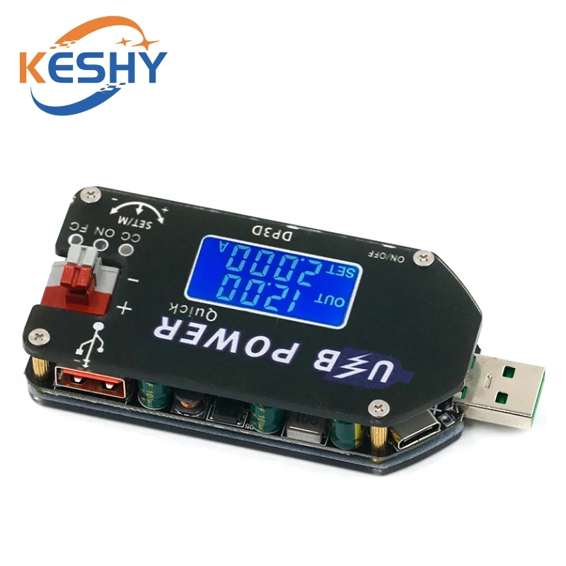 ZK-DP3D CNC USB TYEPE-C DC DC Converter CC CV 1-30V 2A 15W Power Module Adjustable Regulated power supply QC2.0 3.0 AFC