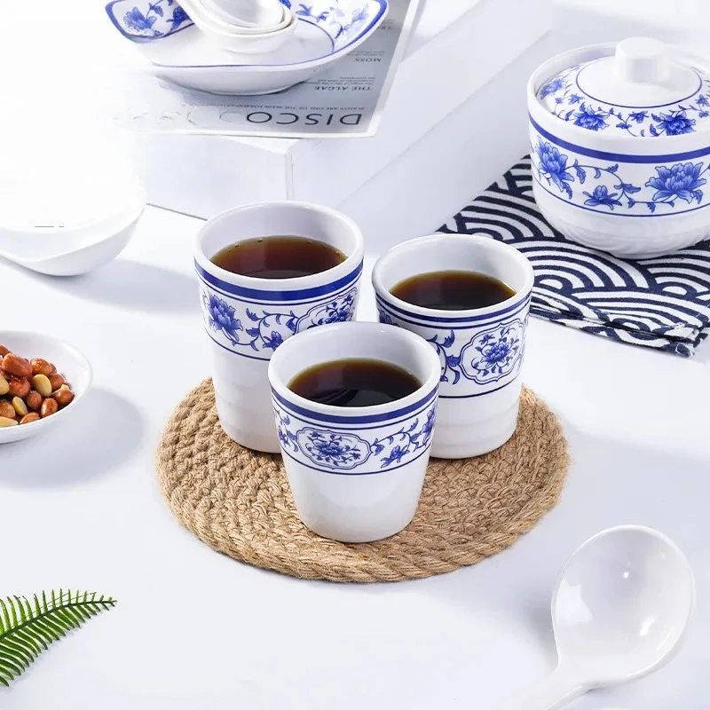 1 Pc Melamine Chinese Wind Blue and White Cup Spoon Bowl Creative Tableware