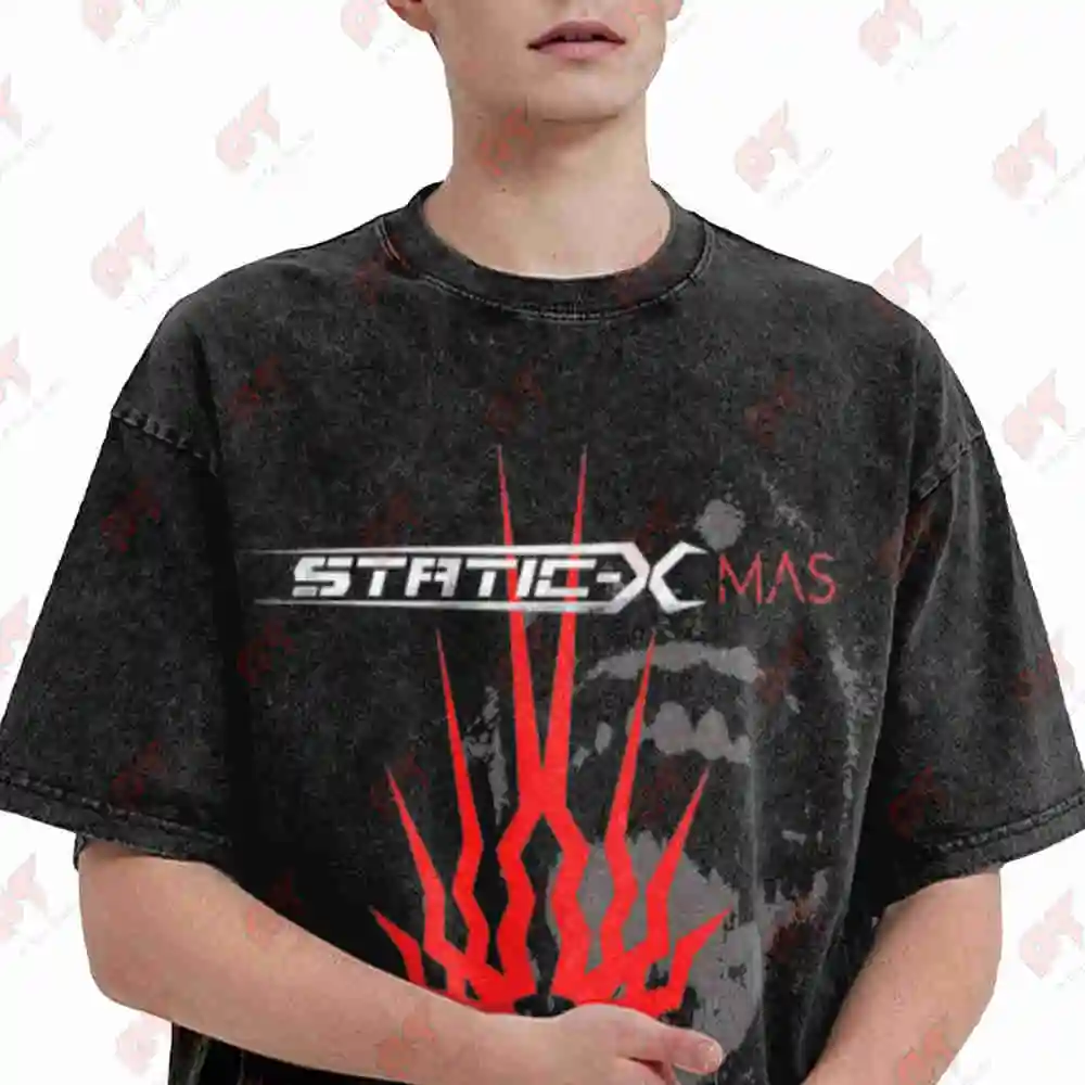 Static X Y2K Heavy Cotton Vintage Washed Tee Pure Cotton T-Shirt