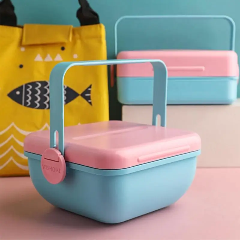 Lunch Containers Kids Bento Box Leakproof Portable Adult Lunch Box Bento Box With Handle Design Lunch Food Container accessorie