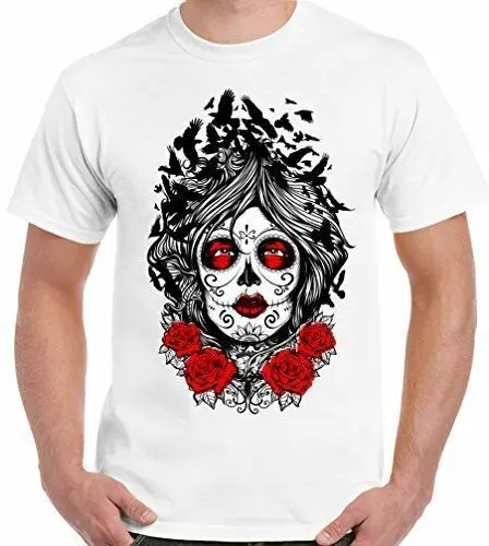 

Tag der Toten T-Shirt Muerte Damen Krähe Herren Zuckerschädel T-Shirt
