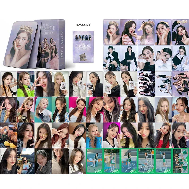 55Pcs Set Kpop ITZY CHECKMATE Photo Cards Voltage LOMO Cards Phone Premium Photos