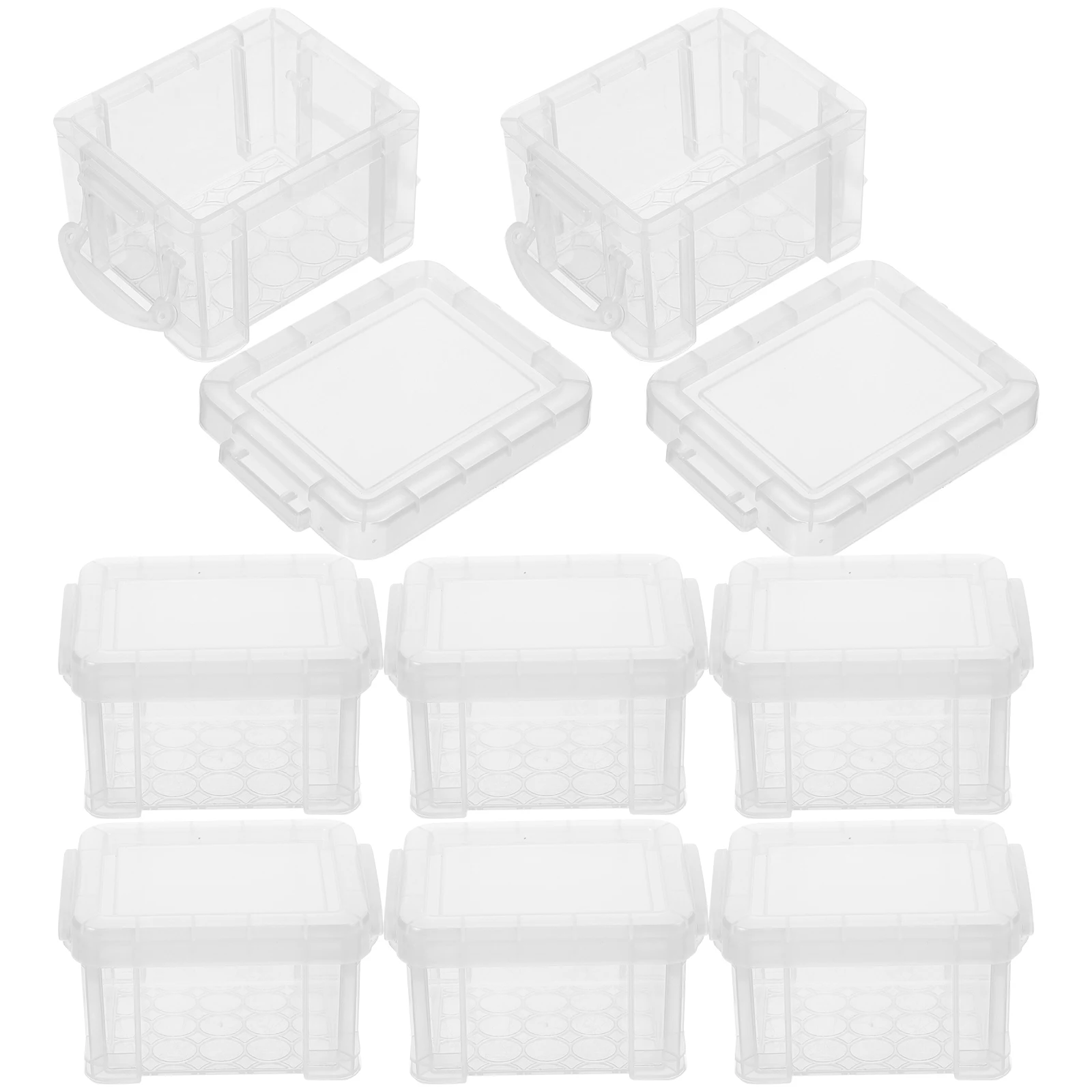 

10pcs Storage Box Container With Lid Small Plastic Bin For Jewelry -Resistant Pp Stackable Clear Organizer