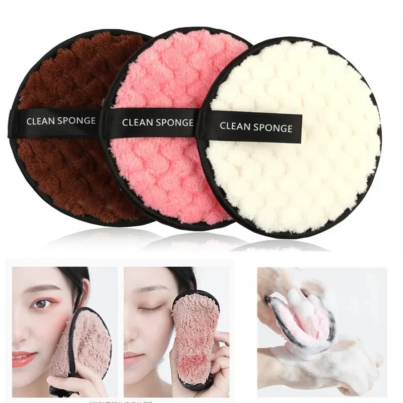 4PCS Makeup Remover Microfiber Cotton Pad Cosmetics Washable Makeup Towel Cleaning Sponge Skin Care Tool Makeup Remover and Faci