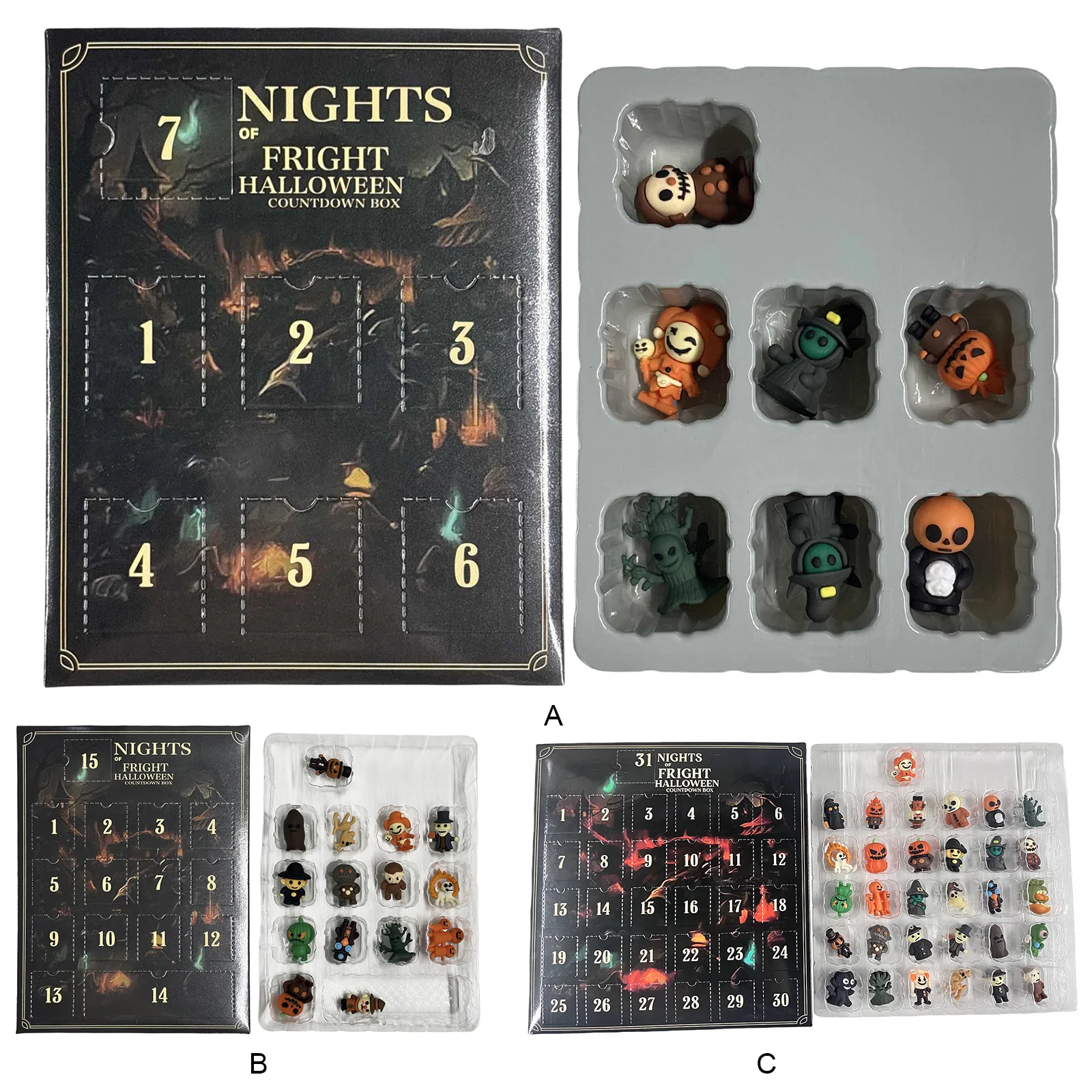 

31 ночь страхов, подвесные подвески и мини-украшения с фигурками, коллекционные фигурки ужасов, страшная коробка обратного отсчета для всех возрастов