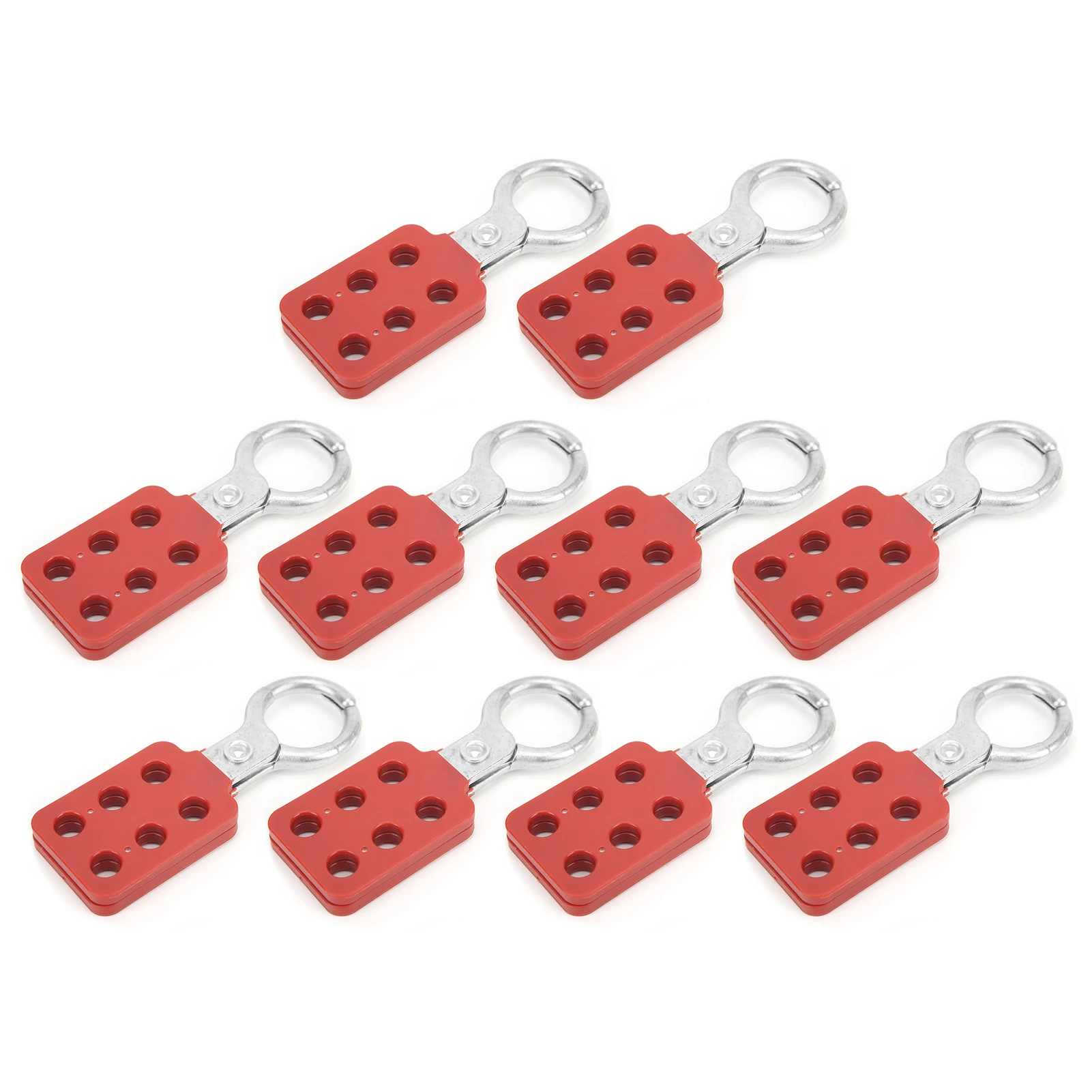 10pcs Lockout Hasp 25mm/1.0in 6 Holes Aluminium Red for Chemical Industry Electric Power Petroleum Coal Mine  Lock Hasp
