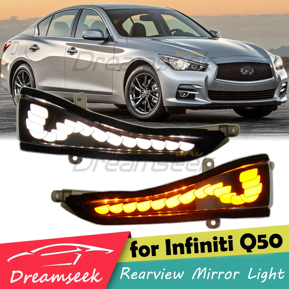 LED Side Mirror Marker Turn Lights For Infiniti Q70 Q60 Q50 Q30 QX50 Nissan Skyline 2015 2016 2017 2018 Dynamic Indicator Light