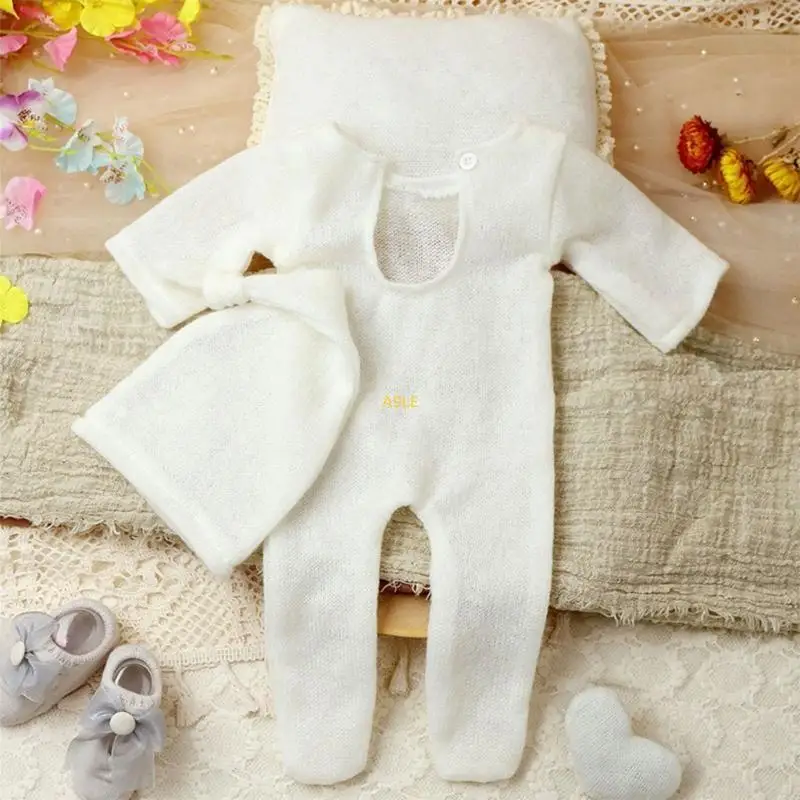 

Подарок для душа новорожденного, вязаная одежда для фото, комбинезон, шапка, детская фотоподушка, наряд