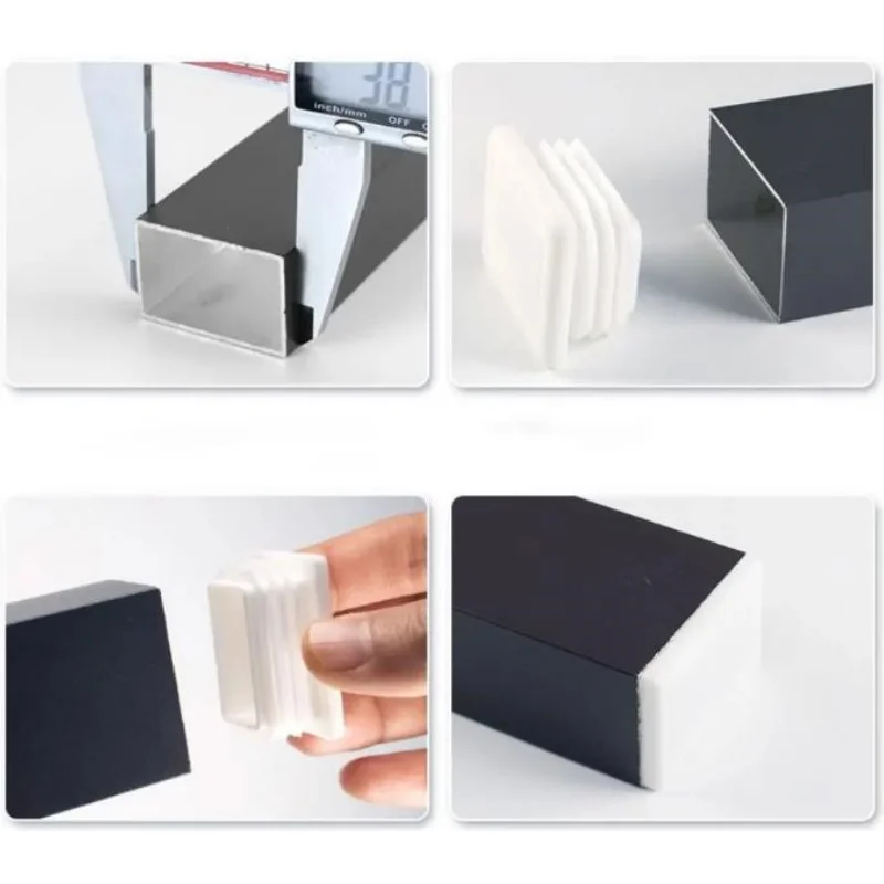 Plastic White pipe plug Square/Rectangle Furniture Feet End Blanking Insert Pads Chair Leg Tube Tip Caps Plugs Floor Protector image 5