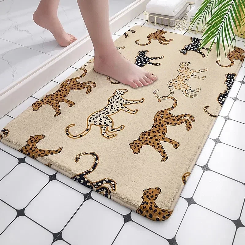 Tiger Cat Printed Absorbent Bathroom Mats Non-Slip Bath Rugs for Living Room Floor Mats Kitchen Carpets Entrance Welcome Doormat