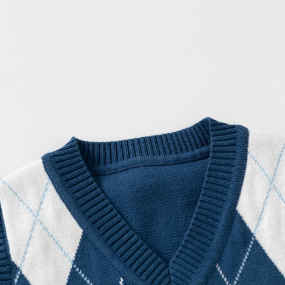 3-7T Karierte Ärmellose Herbst-Frühlings-Pullover für Jungen und Mädchen Kinderkleidung Bestseller Baby-Kostüm – Detail 4