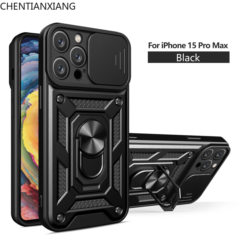 Slide Camera Lens Protector Military Grade Bumpers Ring Case For APPLE iPhone 15 13 14 11 12 Pro Max Mini XS XR X 7 8 Plus Cover