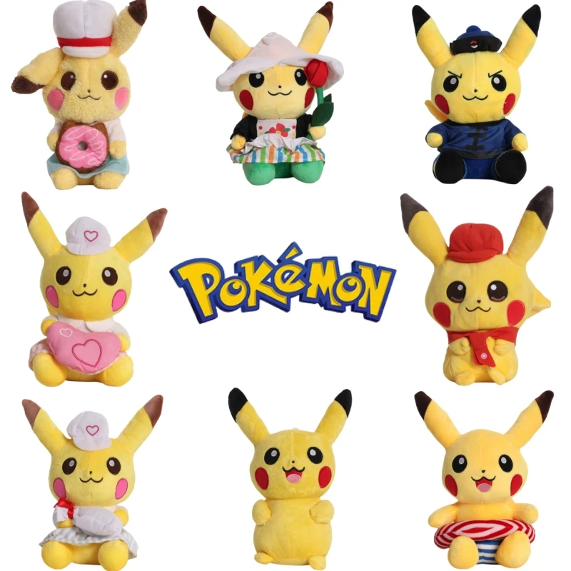 25cm Pokemon Cosplay Cartoon Character Pikachu New Style Japan Movie Plush Doll Plush Children's Toy Holiday Souvenir Xmas