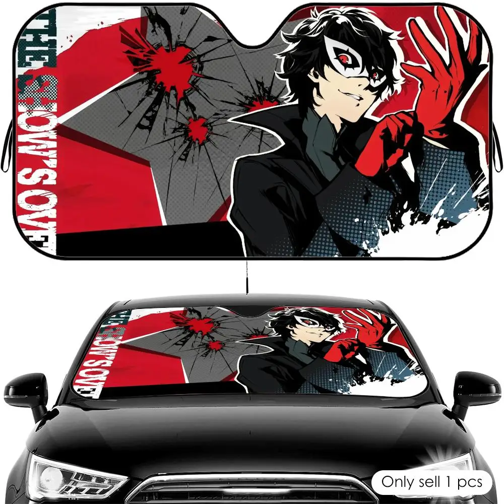 

Famous Game P-Persona 5 Sun Visor Reusable Aluminum Foil Car Windshield Sun Visor UV Protector Heat Insulation Cover Shade