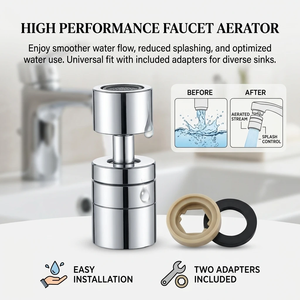 Stainless Steel Faucet Extender for Kitchen Homeowners 360 Swivel Water Filter Dual Mode Nozzle Durable Tool