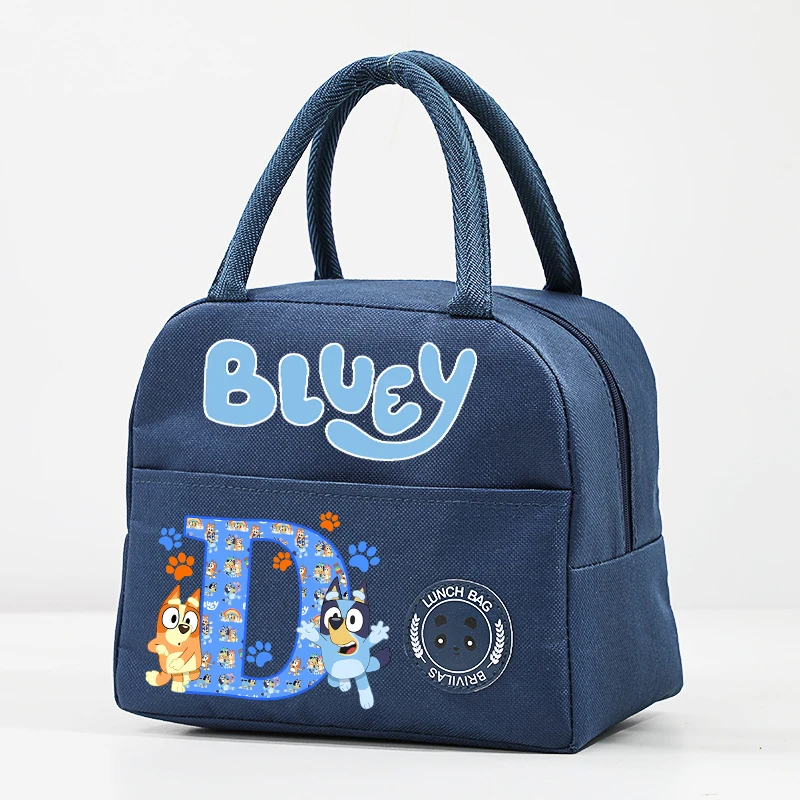 Blueyi Letter A-Z Lunch Bag Kids Anime School Thermal Insulation Handbag Boy Girl Cute Dog Travel Food Bento Pouch Children Gift