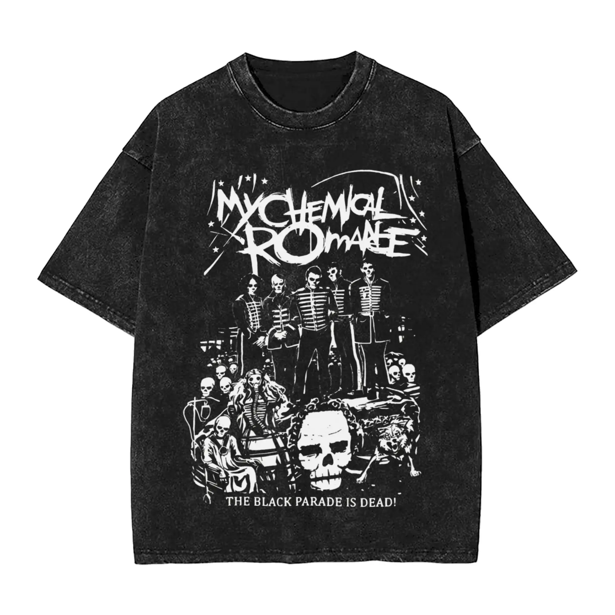 Harajuku Washed Shirt The Black Parade 2026 Music My Chemical Romance mcr Accessories Vintage T-Shirts Oversize Streetwear
