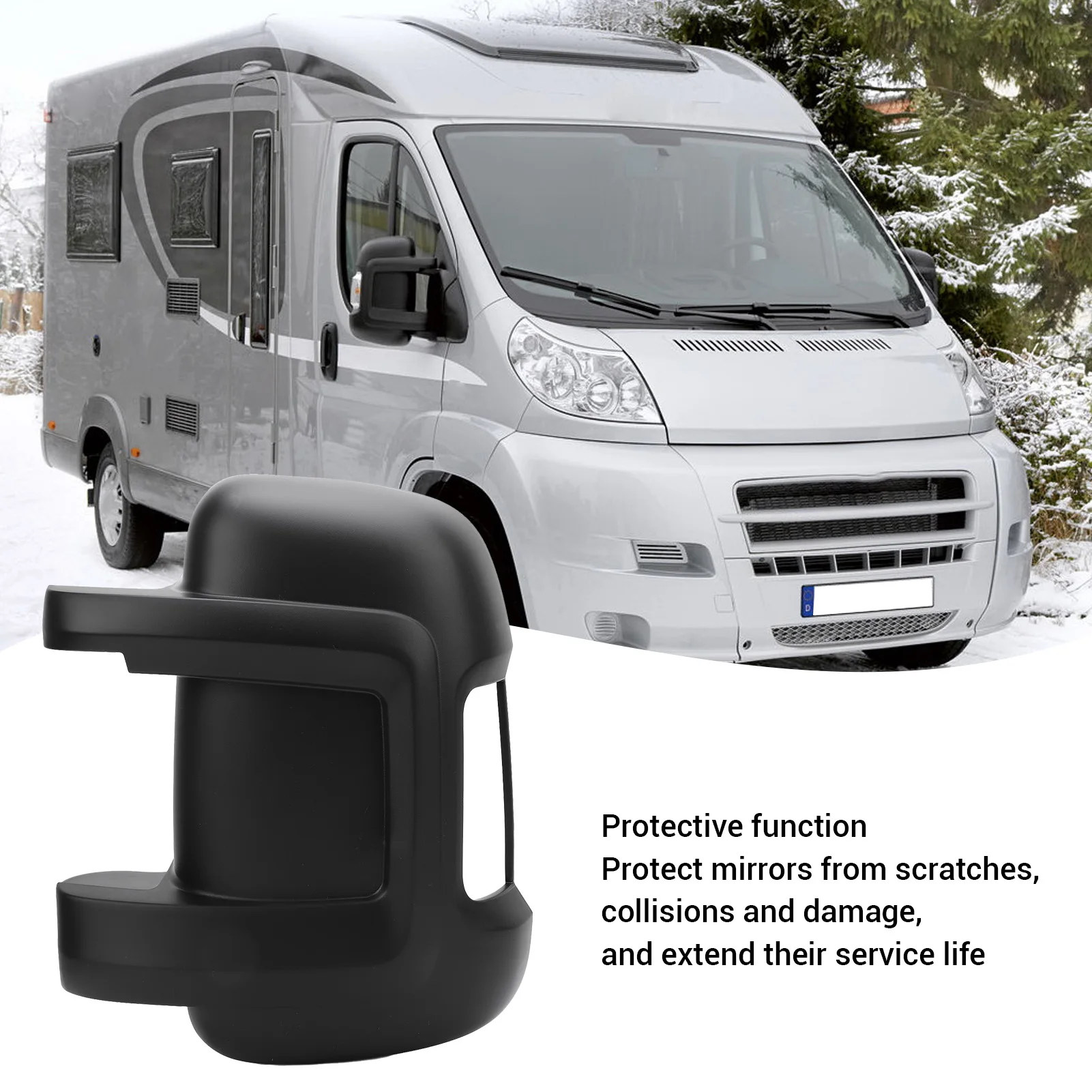 Side Mirror  Rearview Mirror Cover  Protective High Strength Side Mirror Cover Trim for Ducato 250 2006 and After Black