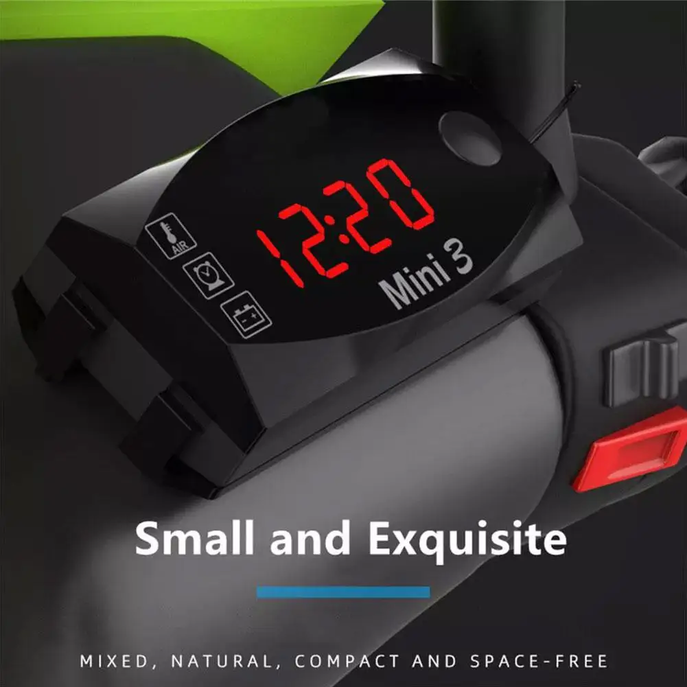 3 In 1 Motorcycle Voltmeter Electronic Clock IP67 Waterproof Dustproof Thermometer Voltmeter LED Digital Universal Watch Clock