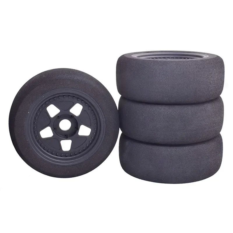 4pcs 1/8 4WD Nitro Off Sponge Tires Flat RunWheel Rim 17mm Hex for 1/8 RV Racing Flat Run S86E Hongnuo X3GT Sponge Tires